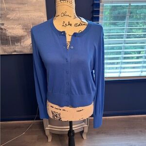 LOFT Blue Knit Cardigan Sweater